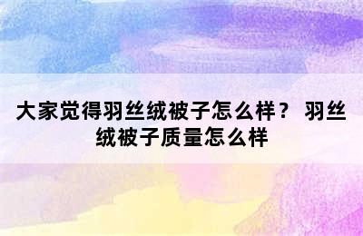 大家觉得羽丝绒被子怎么样？ 羽丝绒被子质量怎么样